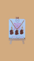 Coffee Necklace and Earrings Set