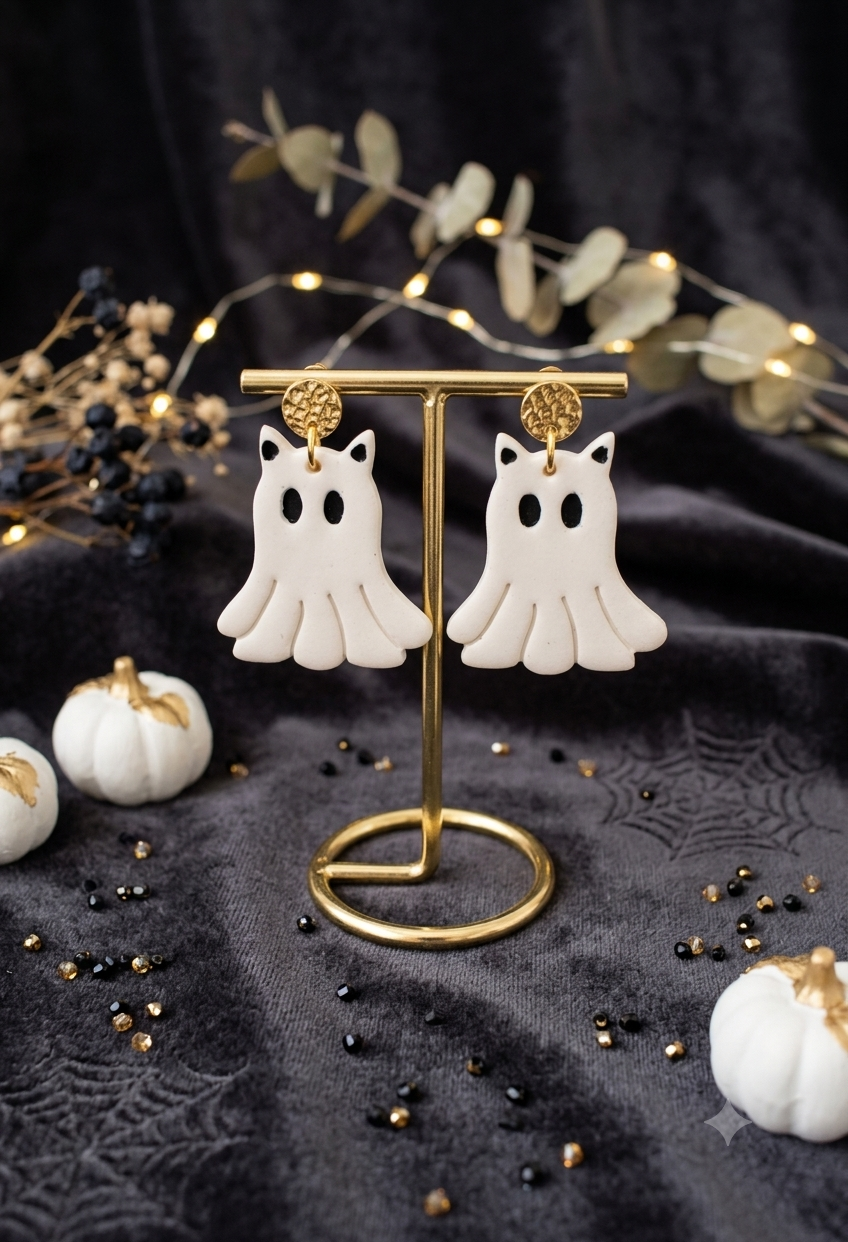 👻Adorable Ghost Cat Earrings♥️